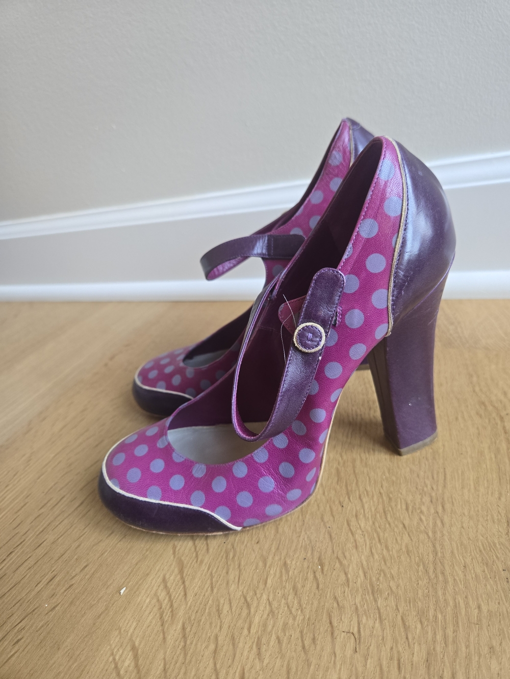 Marc Jacob Vintagr Purple Polka Dot Mary Jane Heels EU 40